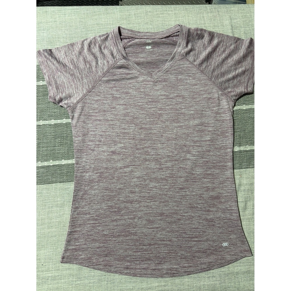 Leg3nd Womens V-Neck Short Sleeve  Athletic T-Shirt Purple Size S